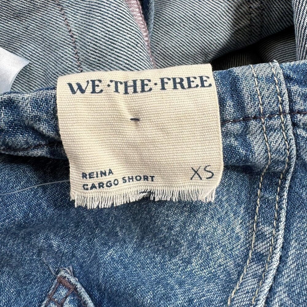 NWT Free People Reina Cargo Long Jean Shorts Blue XS - Picture 8 of 13